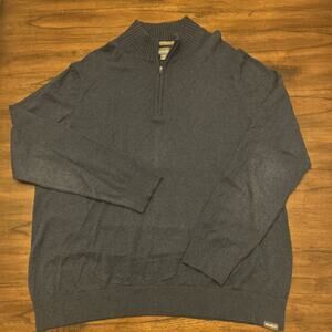 Eddie Bauer Navy Blue Mens XL Long Sleeve Quarter Zip Sweater Cotton Wool Blend